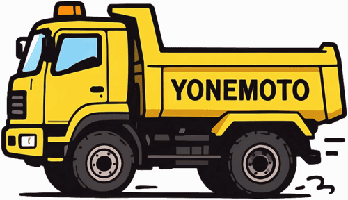 走る建設用トラックのイラスト